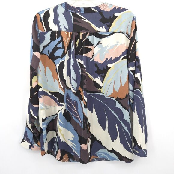 Nic+Zoe Ivy popover leaf print top Size L Blouse long sleeve silky - Picture 9 of 9